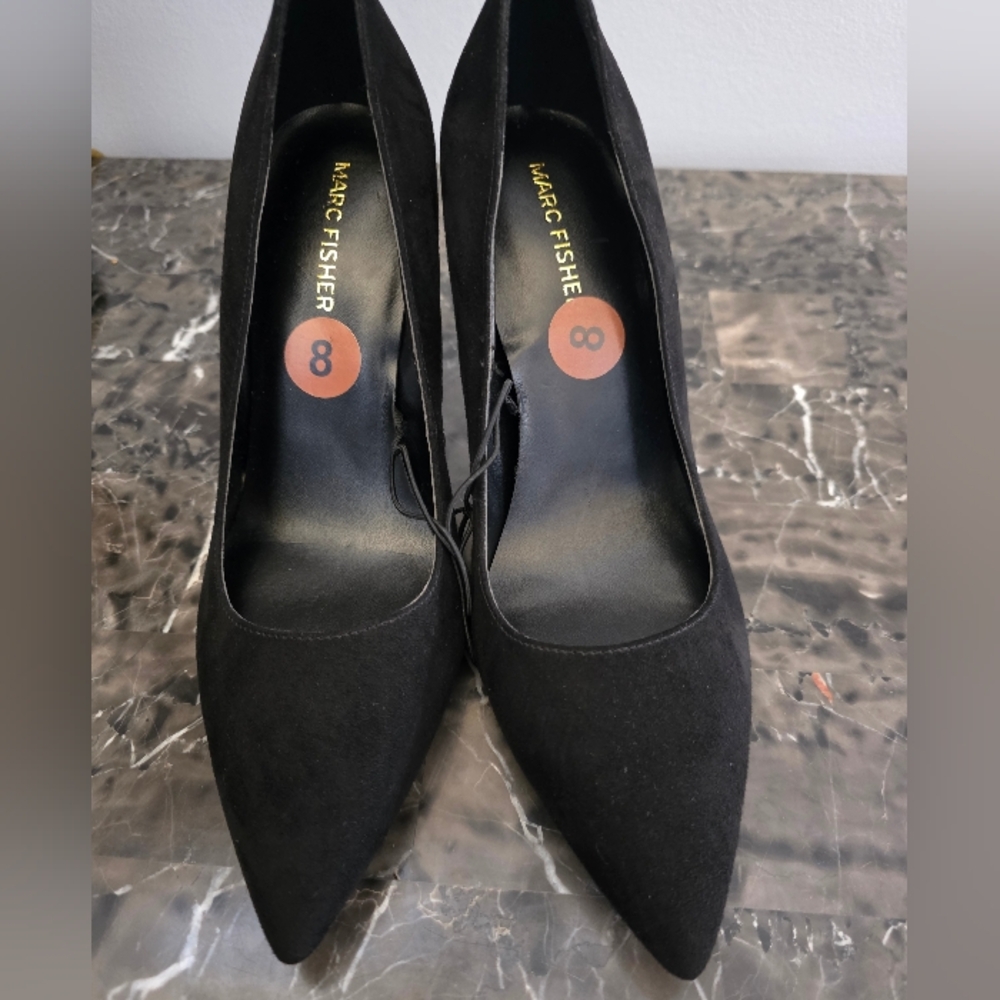 Marc Fisher Black Faux Suede Stiletto Heels